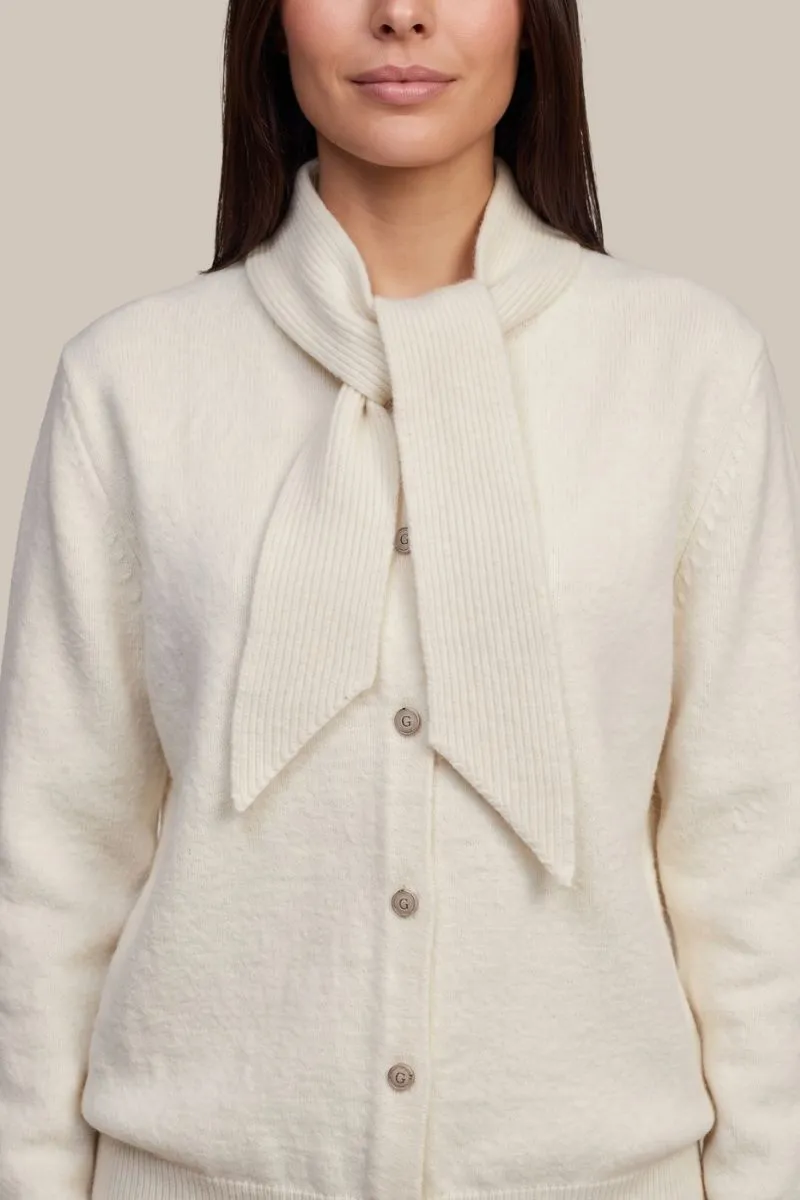 G-maxx Liora Knitting Cardigan Wool White, witte gebreide wollen cardigan
